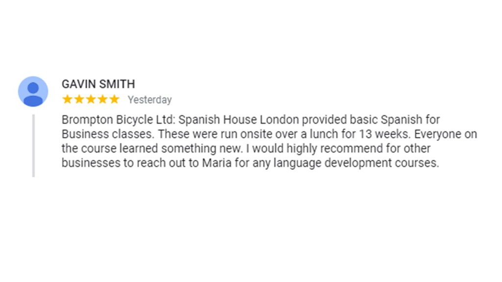 Excellent Google reviews on our Spanish courses